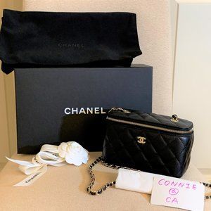 *** SOLD *** Auth BNIB CHANEL Caviar Black Classic Vanity Rectangular Bag 22C
